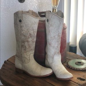 Frye Tall boots Melissa Button White